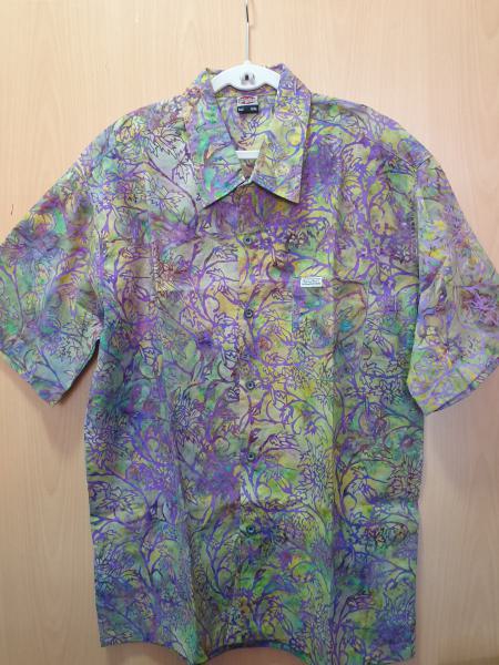 Batik shirt - Purple with Plant Pattern